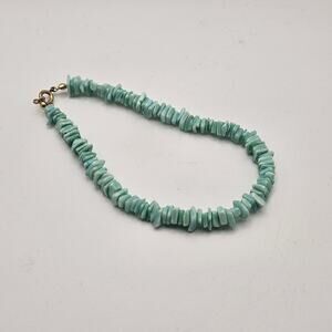 Teal Green Puka Chip Shell Beads Anklet Bracelet Vintage 90s Y2K Preppy Beach